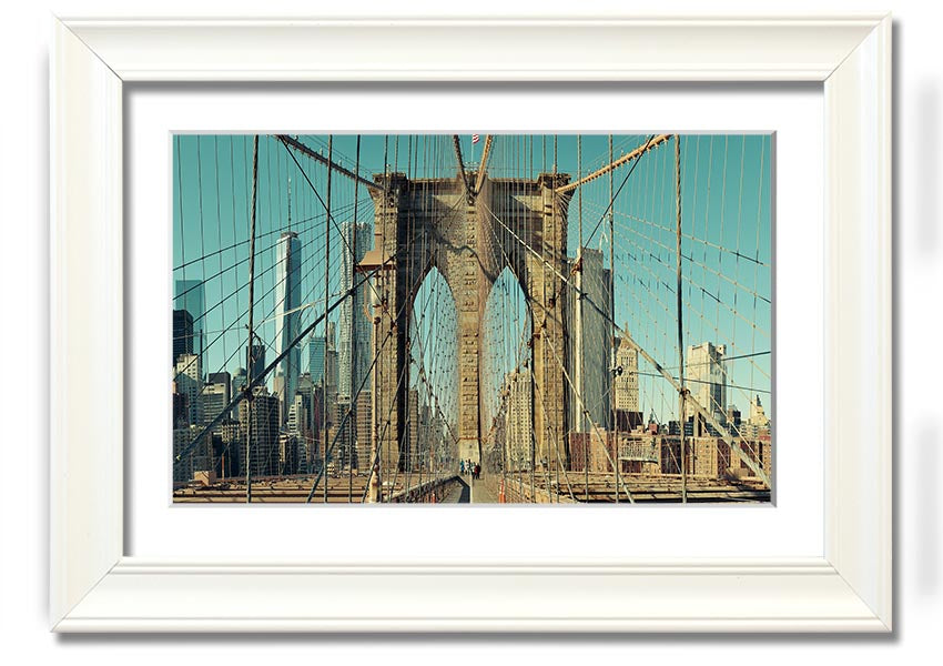 Framed print of the Amazing NYC Bridge, showcasing vibrant colors and intricate details, ready to hang on the wall.