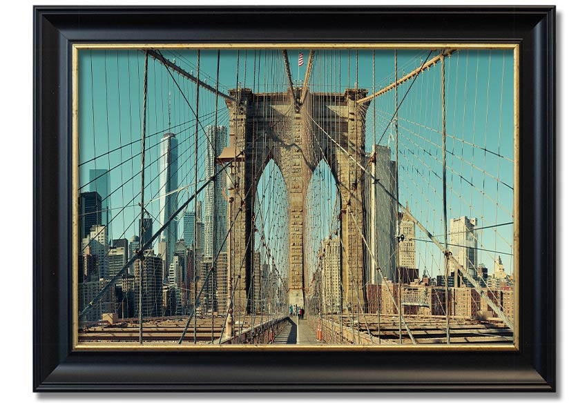 Framed print of the Amazing NYC Bridge, showcasing vibrant colors and intricate details, ready to hang on the wall.