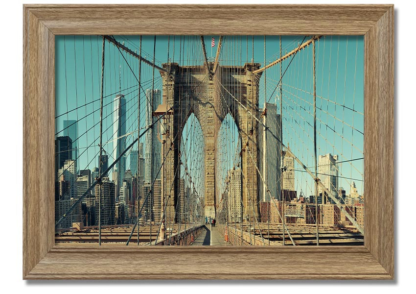 Framed print of the Amazing NYC Bridge, showcasing vibrant colors and intricate details, ready to hang on the wall.