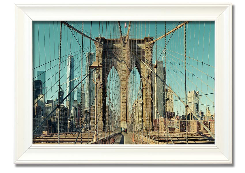 Framed print of the Amazing NYC Bridge, showcasing vibrant colors and intricate details, ready to hang on the wall.