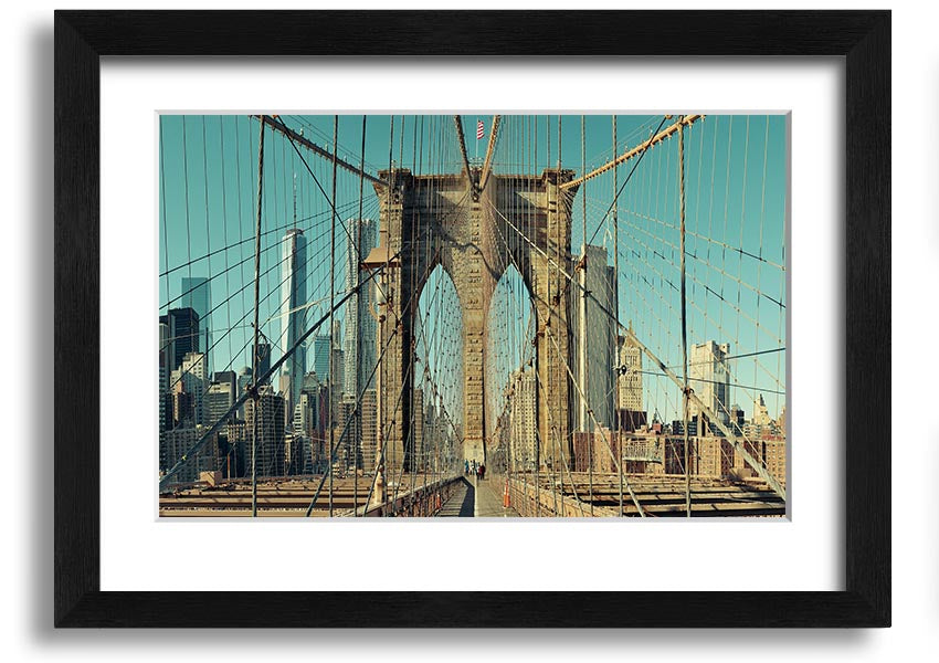 Framed print of the Amazing NYC Bridge, showcasing vibrant colors and intricate details, ready to hang on the wall.