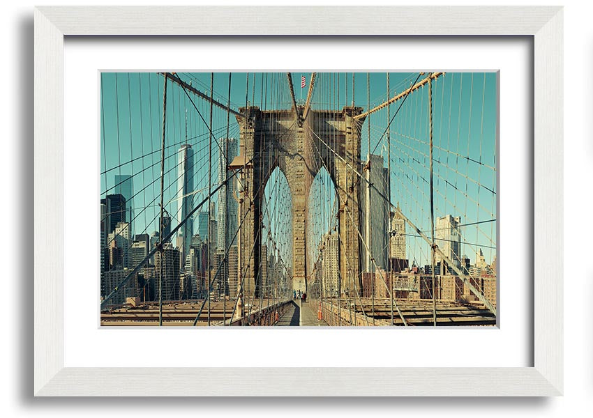 Framed print of the Amazing NYC Bridge, showcasing vibrant colors and intricate details, ready to hang on the wall.