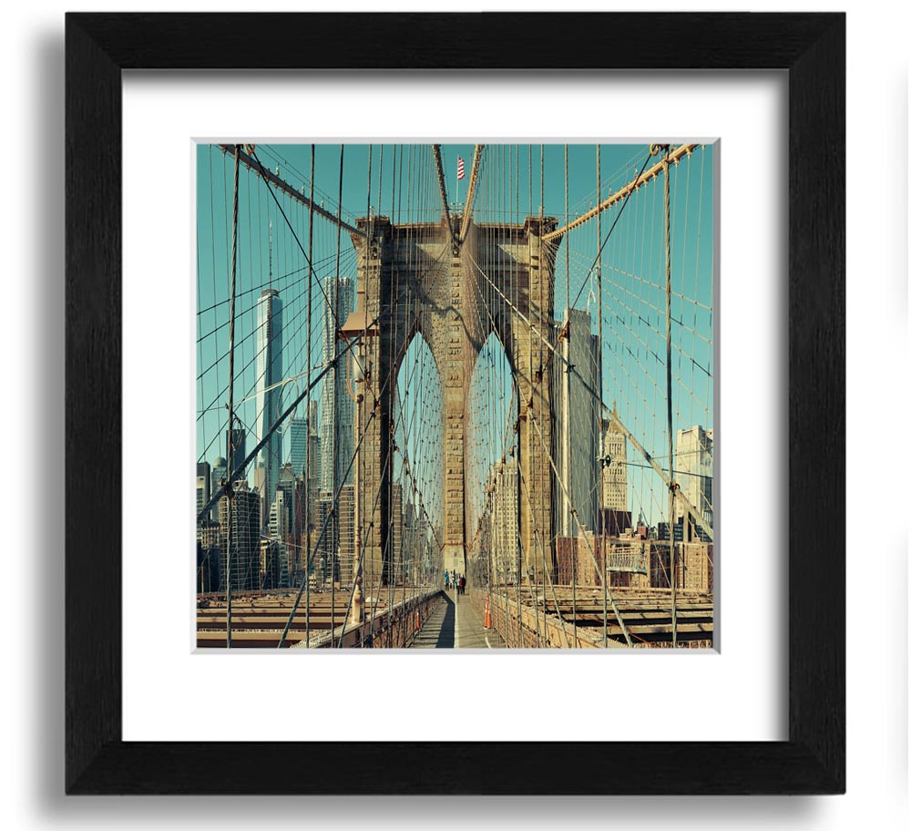 A beautifully framed print of the Amazing NYC Bridge, showcasing intricate details and vibrant colors, ready to hang on a wall.