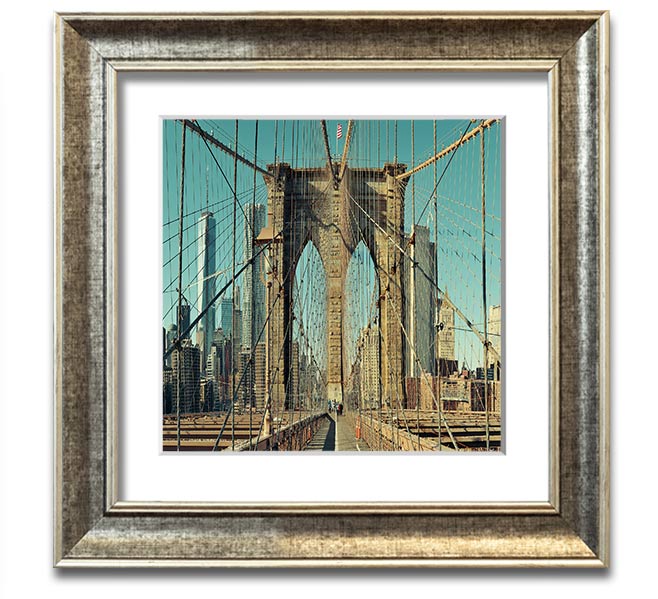 A beautifully framed print of the Amazing NYC Bridge, showcasing intricate details and vibrant colors, ready to hang on a wall.