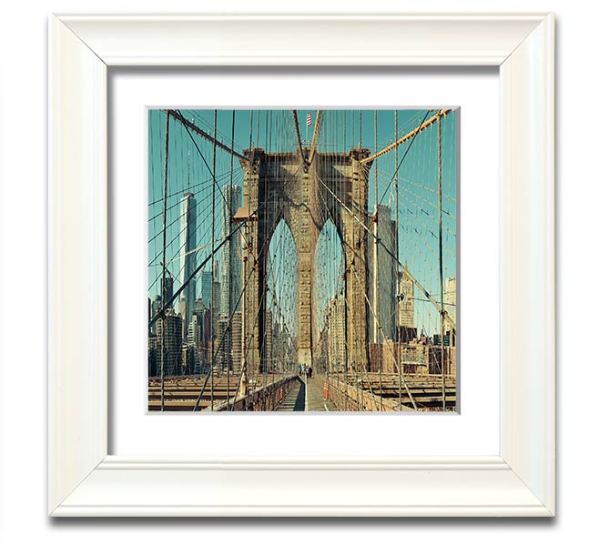 A beautifully framed print of the Amazing NYC Bridge, showcasing intricate details and vibrant colors, ready to hang on a wall.