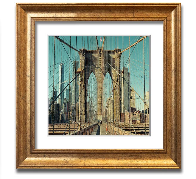 A beautifully framed print of the Amazing NYC Bridge, showcasing intricate details and vibrant colors, ready to hang on a wall.