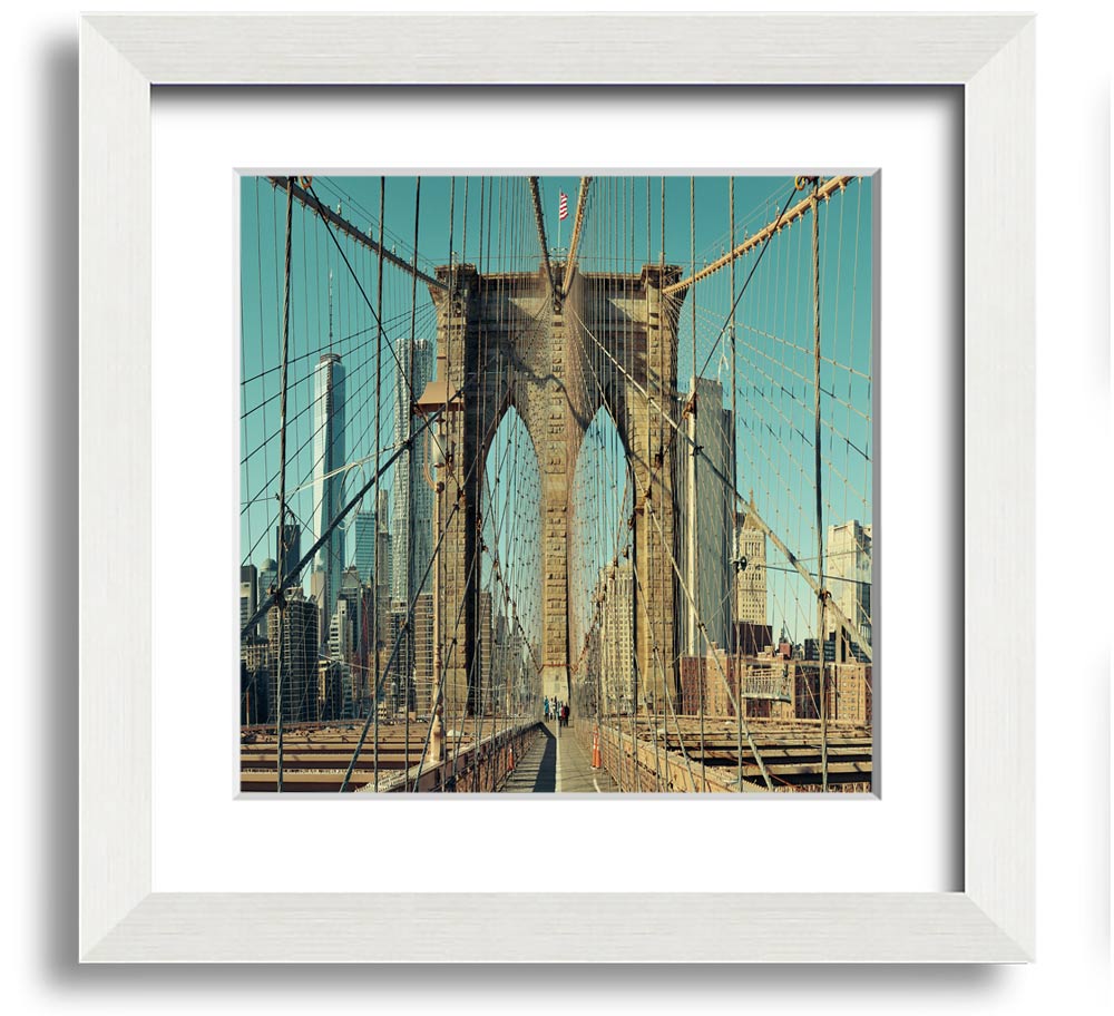 A beautifully framed print of the Amazing NYC Bridge, showcasing intricate details and vibrant colors, ready to hang on a wall.