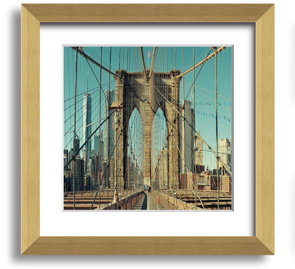 A beautifully framed print of the Amazing NYC Bridge, showcasing intricate details and vibrant colors, ready to hang on a wall.