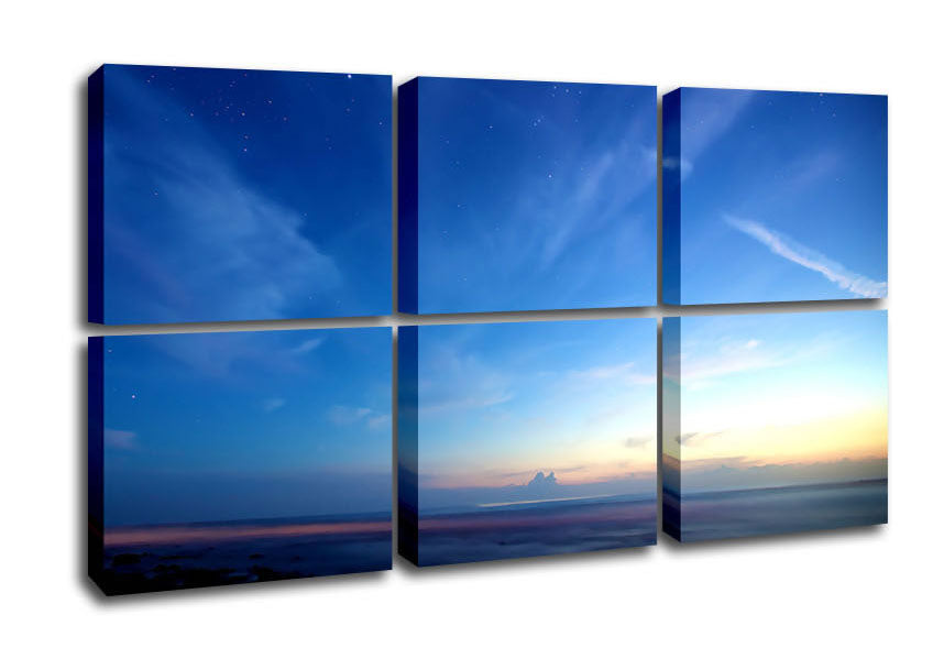 Amazing Sky canvas art featuring a vibrant sky design, mounted on a sturdy 44mm box frame, ready to hang on your wall.