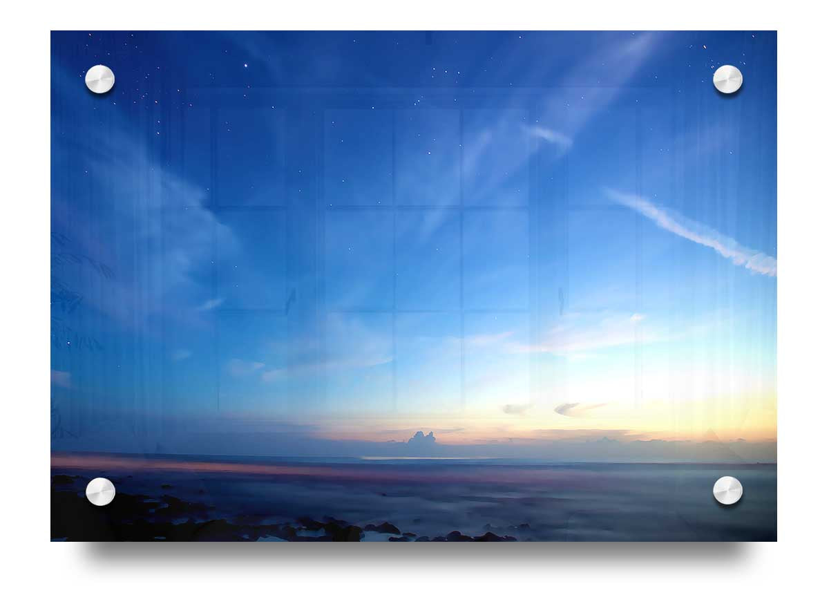 Amazing Sky acrylic print on 5mm thick acrylic glass, showcasing vibrant colors and a stunning sky design.