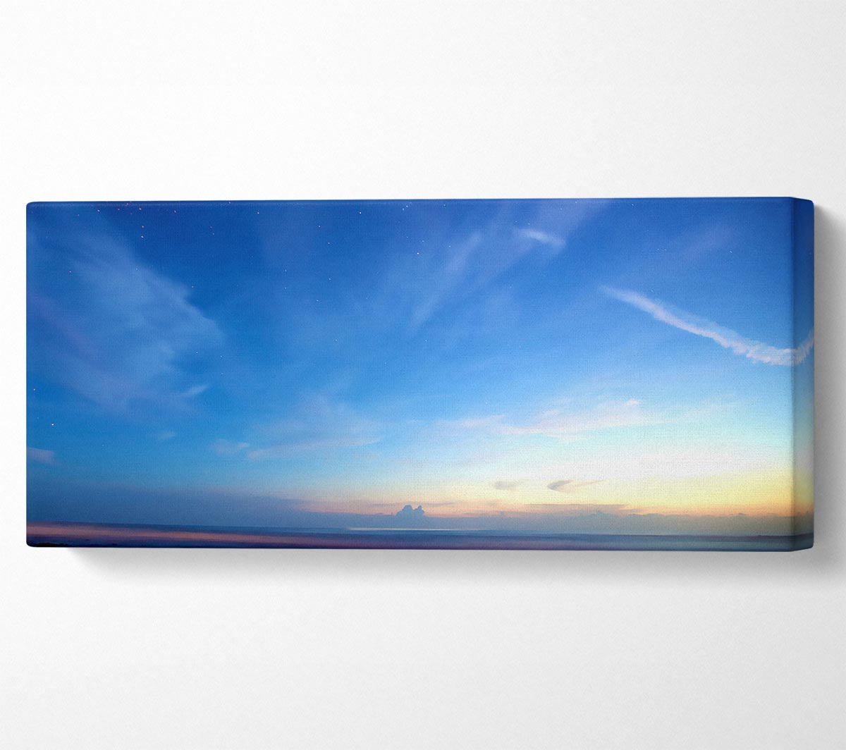 Amazing Sky canvas art featuring a vibrant sky scene, mounted on a sturdy box frame, ready to hang.