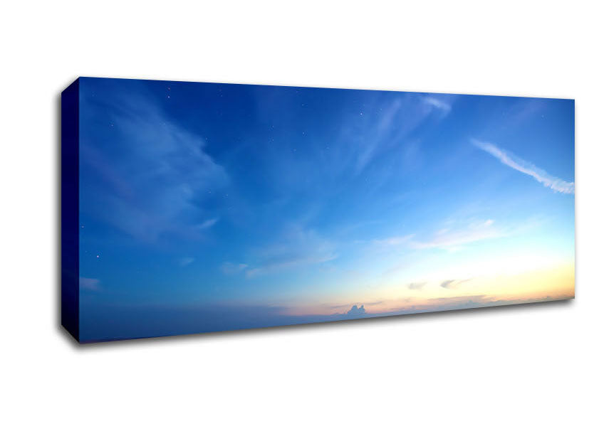 Amazing Sky canvas art featuring a vibrant sky scene, mounted on a sturdy box frame, ready to hang.