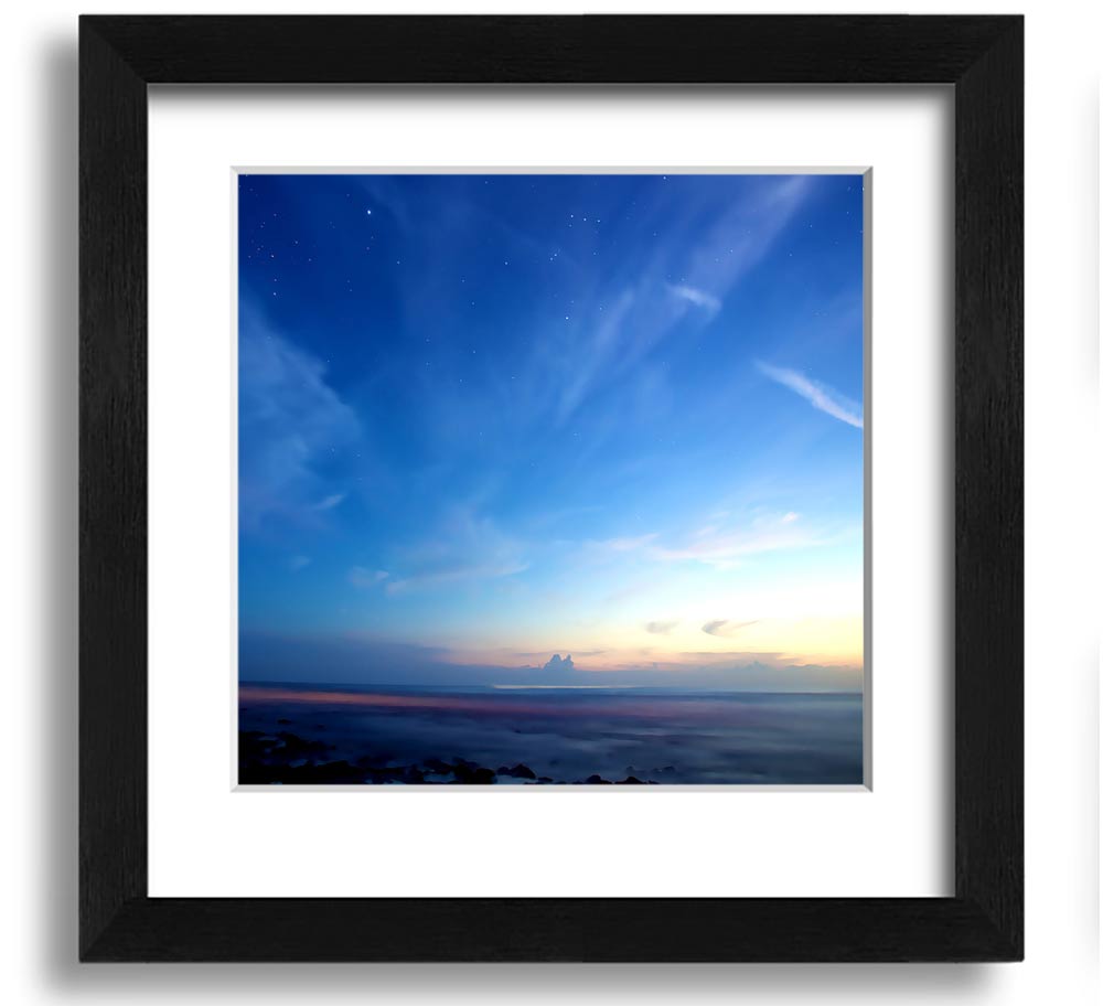 Amazing Sky Square Framed Print showcasing vibrant sky colors in a stylish frame, ready to hang.