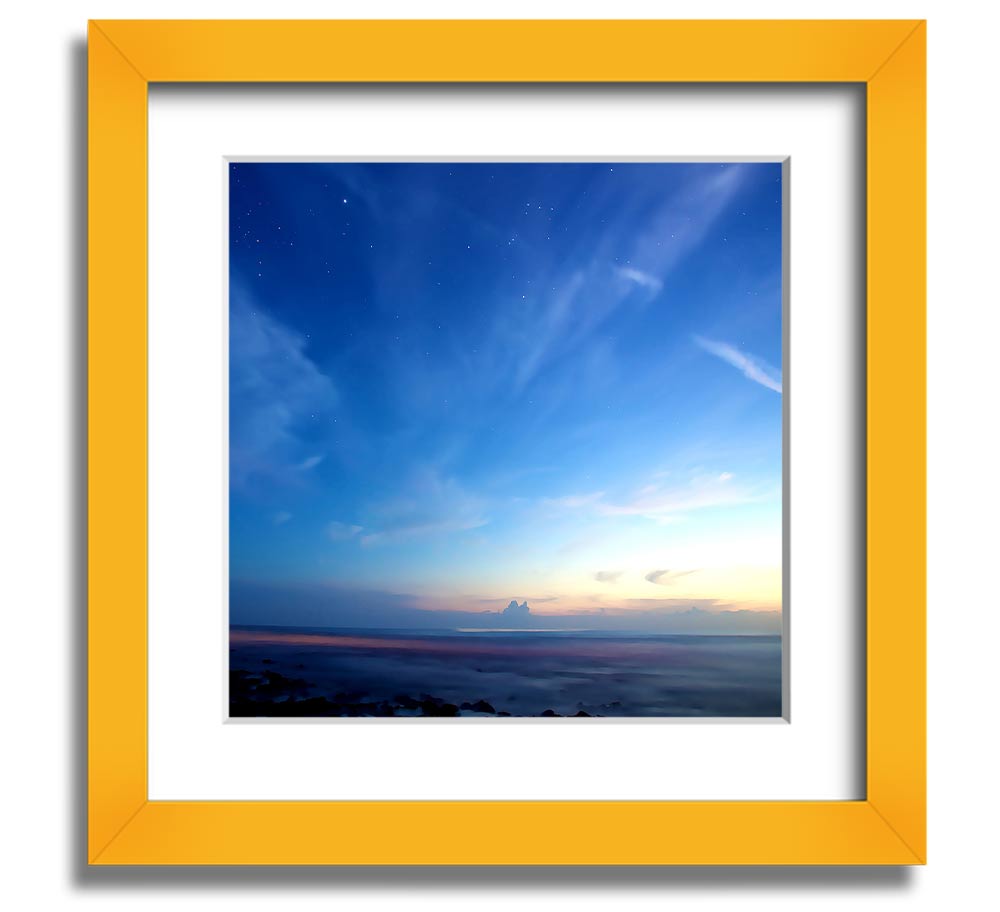 Amazing Sky Square Framed Print showcasing vibrant sky colors in a stylish frame, ready to hang.