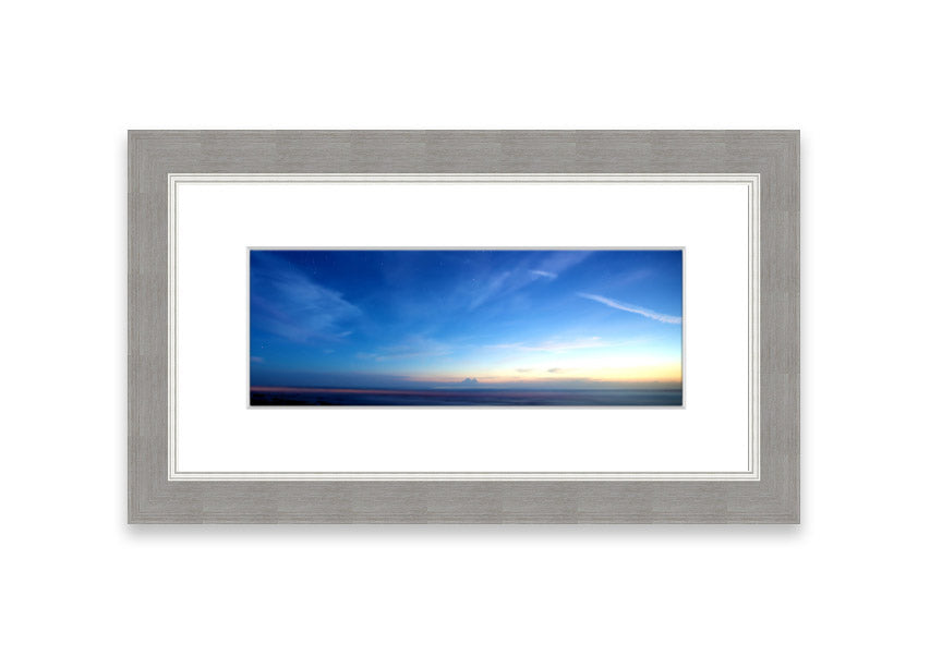 A beautifully framed print of the Amazing Sky over Cornwall, showcasing vibrant colors and stunning landscape details.