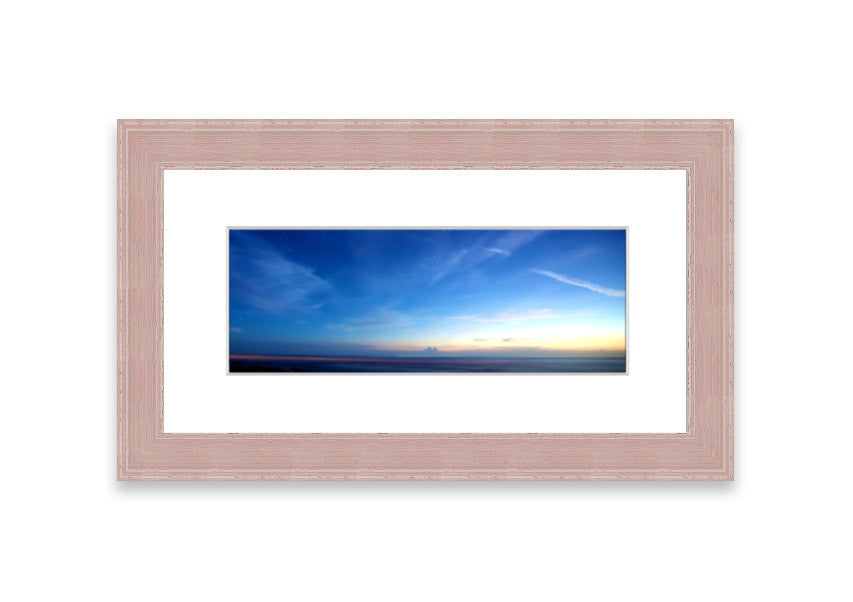 A beautifully framed print of the Amazing Sky over Cornwall, showcasing vibrant colors and stunning landscape details.