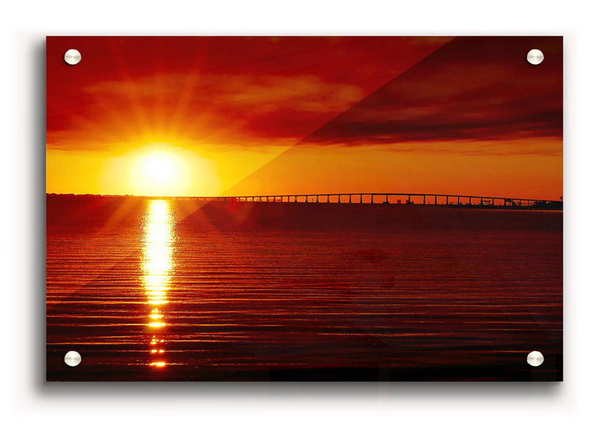 Amazing Sun Rays acrylic print on 5mm thick glass, showcasing vibrant colors and a modern design, ready to hang on the wall.