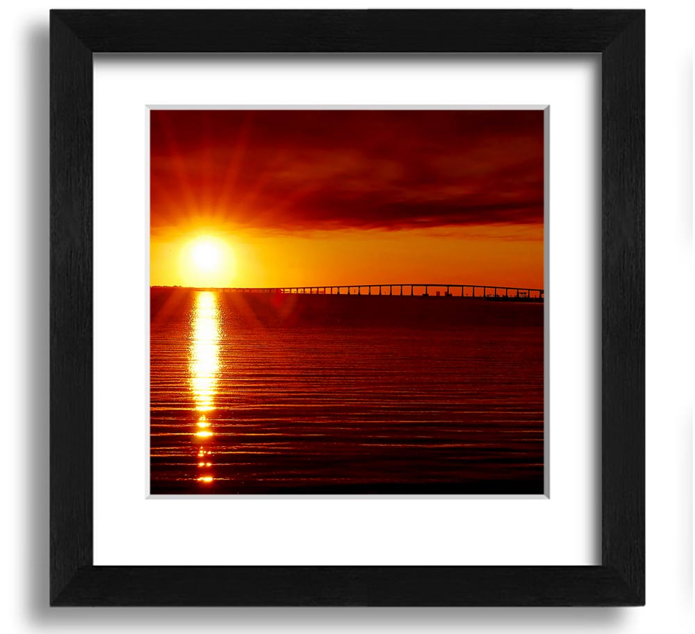 A vibrant square framed print titled Amazing Sun Rays, showcasing bright sun rays in a colorful design, ready to hang.