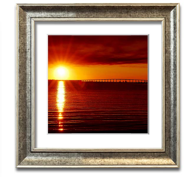 A vibrant square framed print titled Amazing Sun Rays, showcasing bright sun rays in a colorful design, ready to hang.