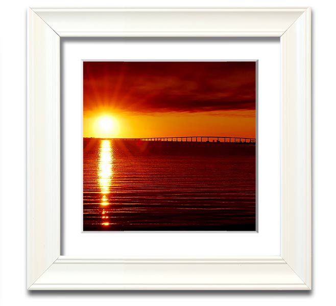 A vibrant square framed print titled Amazing Sun Rays, showcasing bright sun rays in a colorful design, ready to hang.