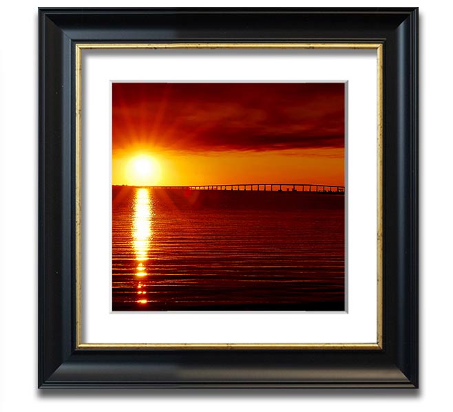 A vibrant square framed print titled Amazing Sun Rays, showcasing bright sun rays in a colorful design, ready to hang.