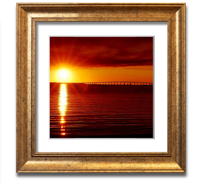 A vibrant square framed print titled Amazing Sun Rays, showcasing bright sun rays in a colorful design, ready to hang.