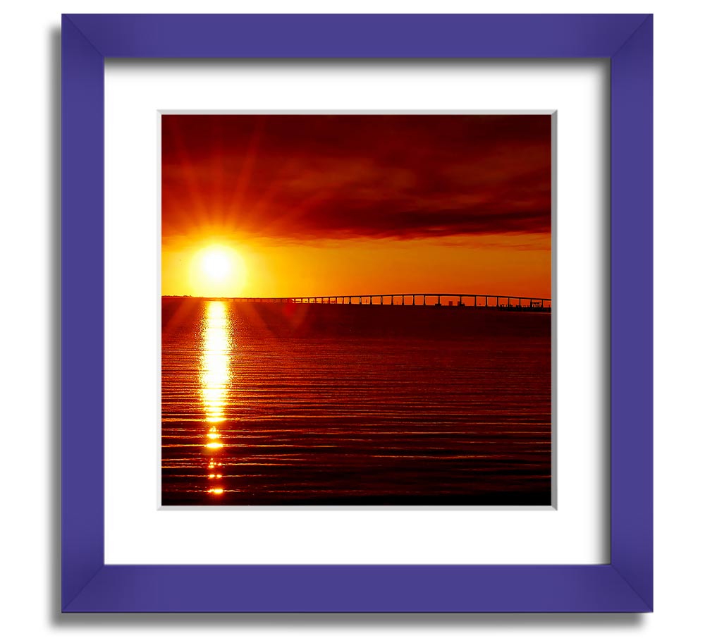 A vibrant square framed print titled Amazing Sun Rays, showcasing bright sun rays in a colorful design, ready to hang.