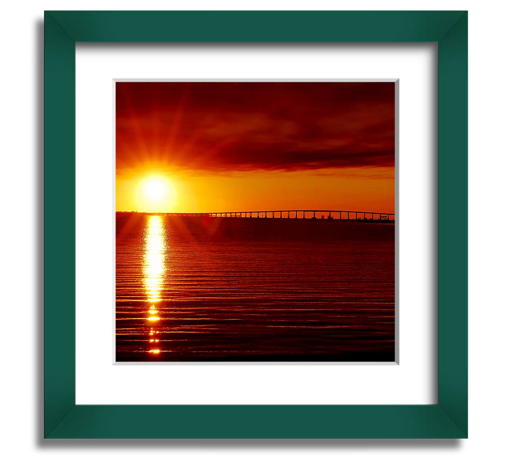 A vibrant square framed print titled Amazing Sun Rays, showcasing bright sun rays in a colorful design, ready to hang.