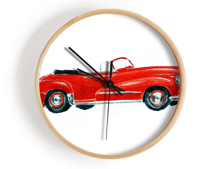 American Classic 15 bamboo clock with a round face, available in black, white, and natural frame colors, featuring a clear Plexiglas lens.