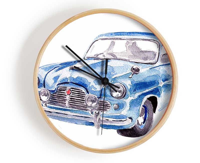 American Classic 4 clock made from natural bamboo with a round face, available in black, white, and natural frame colors.