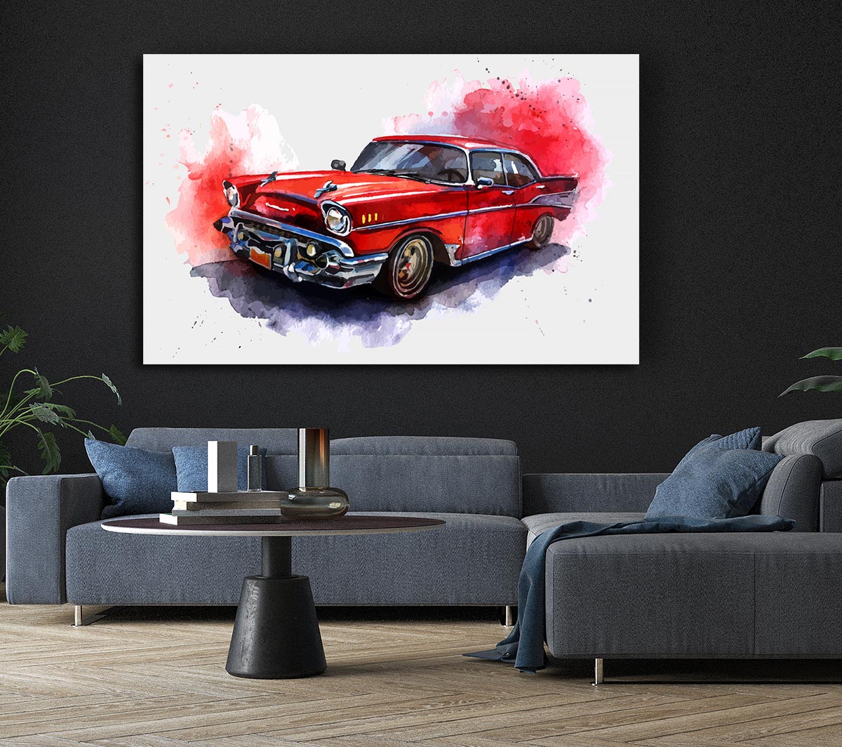 American Classic 7 canvas art mounted on a 44mm box frame, showcasing vibrant colors and a classic design, ready to hang.