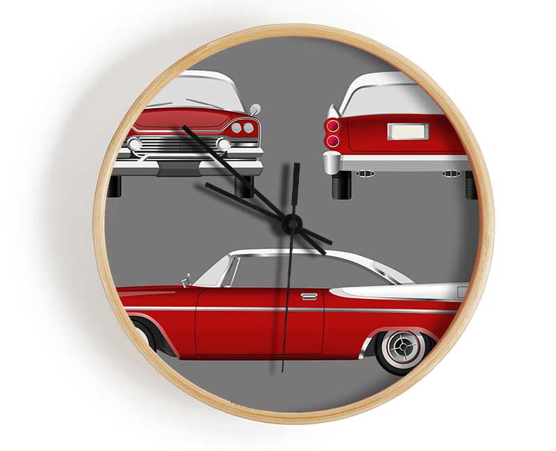 American Classic 9 clock made of natural bamboo with a round face, available in black, white, and natural frame colors.