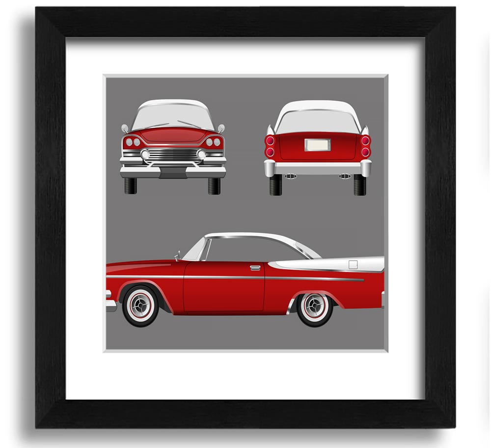 American Classic 9 Square Framed Print in various frame colors, handmade in the UK, ready to hang.