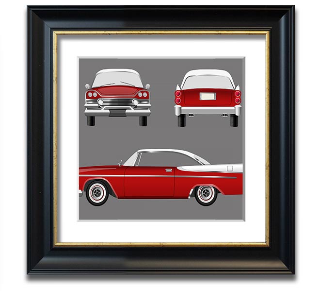 American Classic 9 Square Framed Print in various frame colors, handmade in the UK, ready to hang.