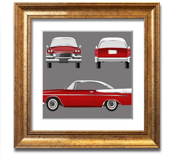 American Classic 9 Square Framed Print in various frame colors, handmade in the UK, ready to hang.