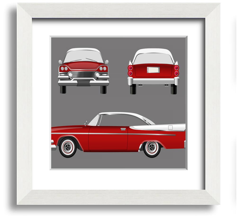 American Classic 9 Square Framed Print in various frame colors, handmade in the UK, ready to hang.