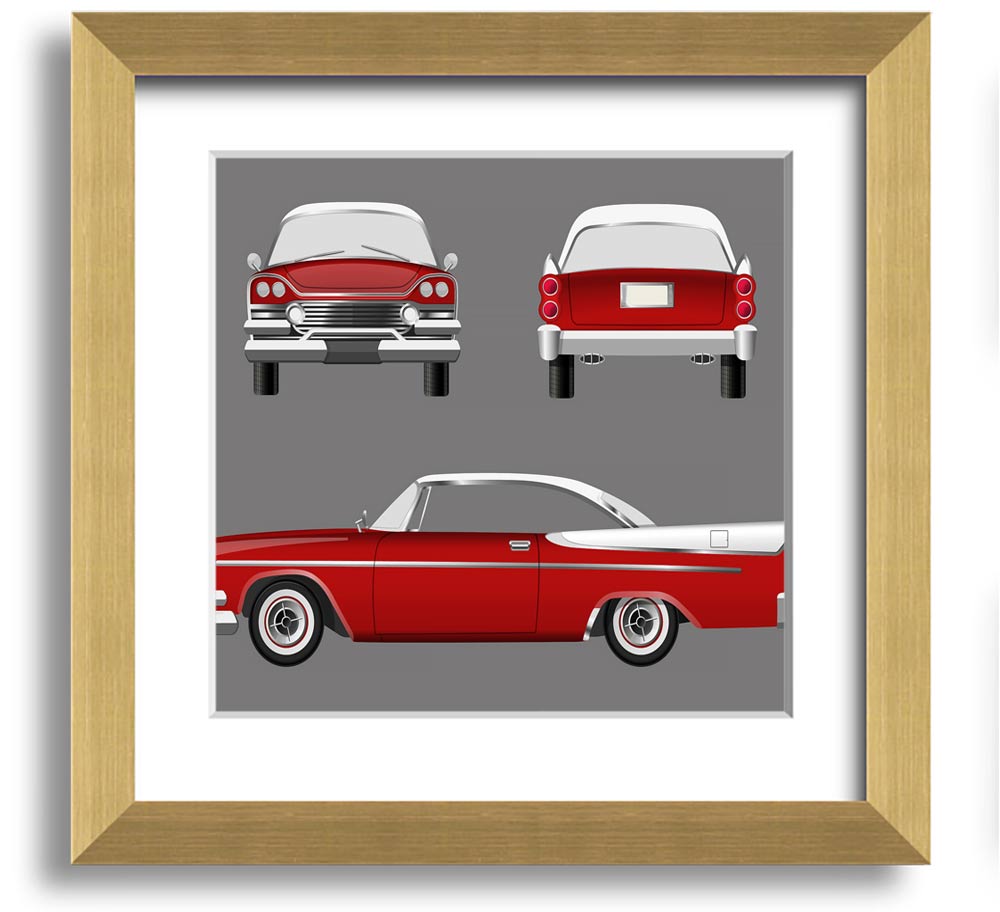 American Classic 9 Square Framed Print in various frame colors, handmade in the UK, ready to hang.