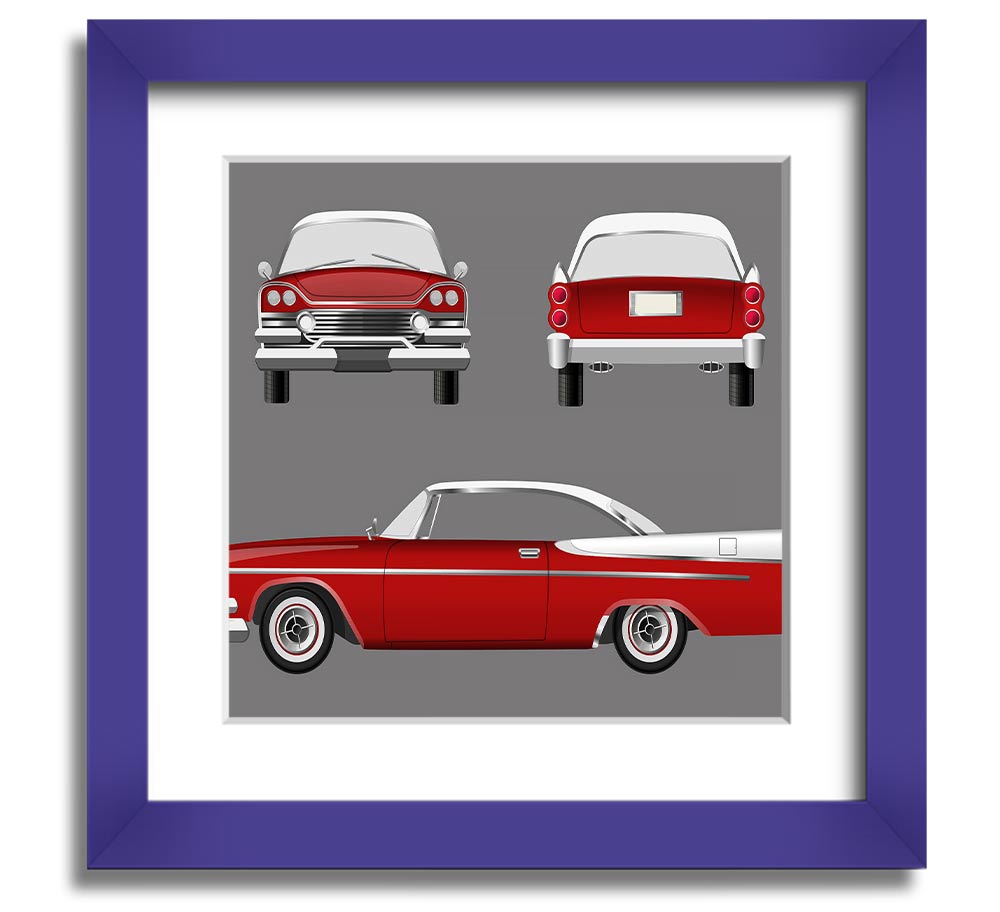 American Classic 9 Square Framed Print in various frame colors, handmade in the UK, ready to hang.