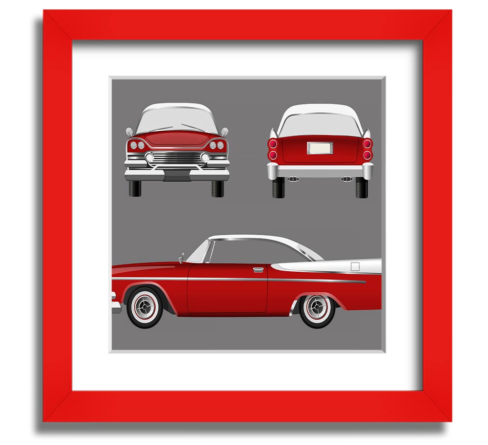 American Classic 9 Square Framed Print in various frame colors, handmade in the UK, ready to hang.