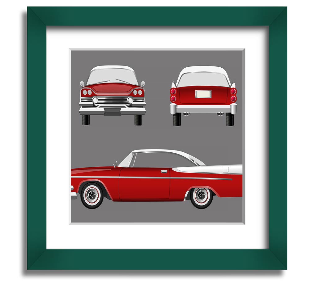 American Classic 9 Square Framed Print in various frame colors, handmade in the UK, ready to hang.