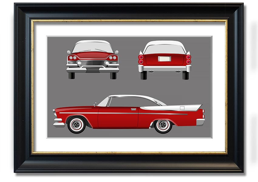 American Classic 9 framed print in various frame colors, handmade in the UK, ready to hang.