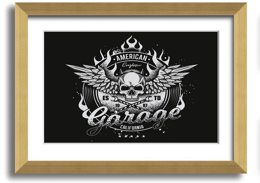 American Custom Garage framed print with multiple frame color options, handmade in the UK, ready to hang.