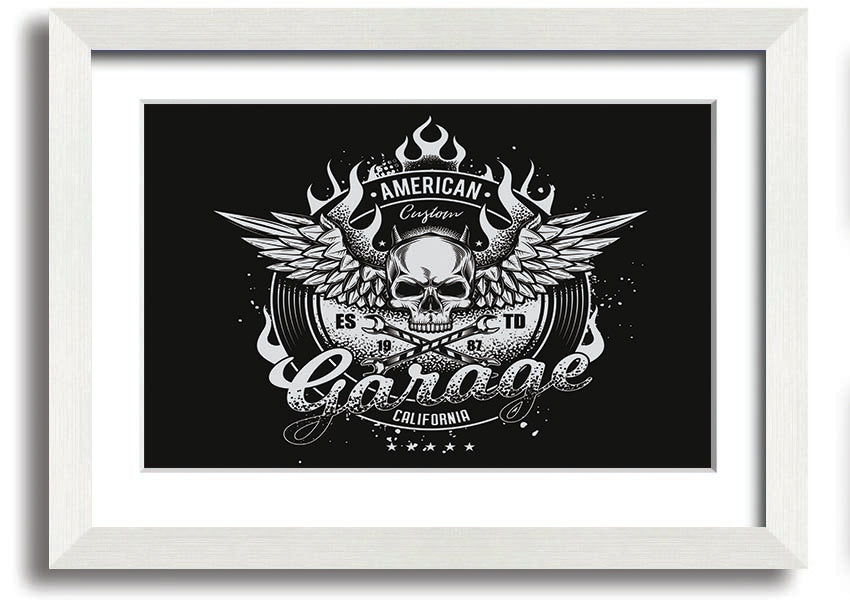 American Custom Garage framed print with multiple frame color options, handmade in the UK, ready to hang.