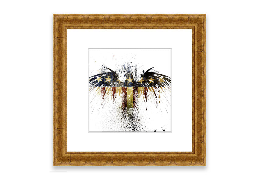 American Eagle 1 framed print in multiple frame colors, showcasing a majestic eagle design, ready to hang.