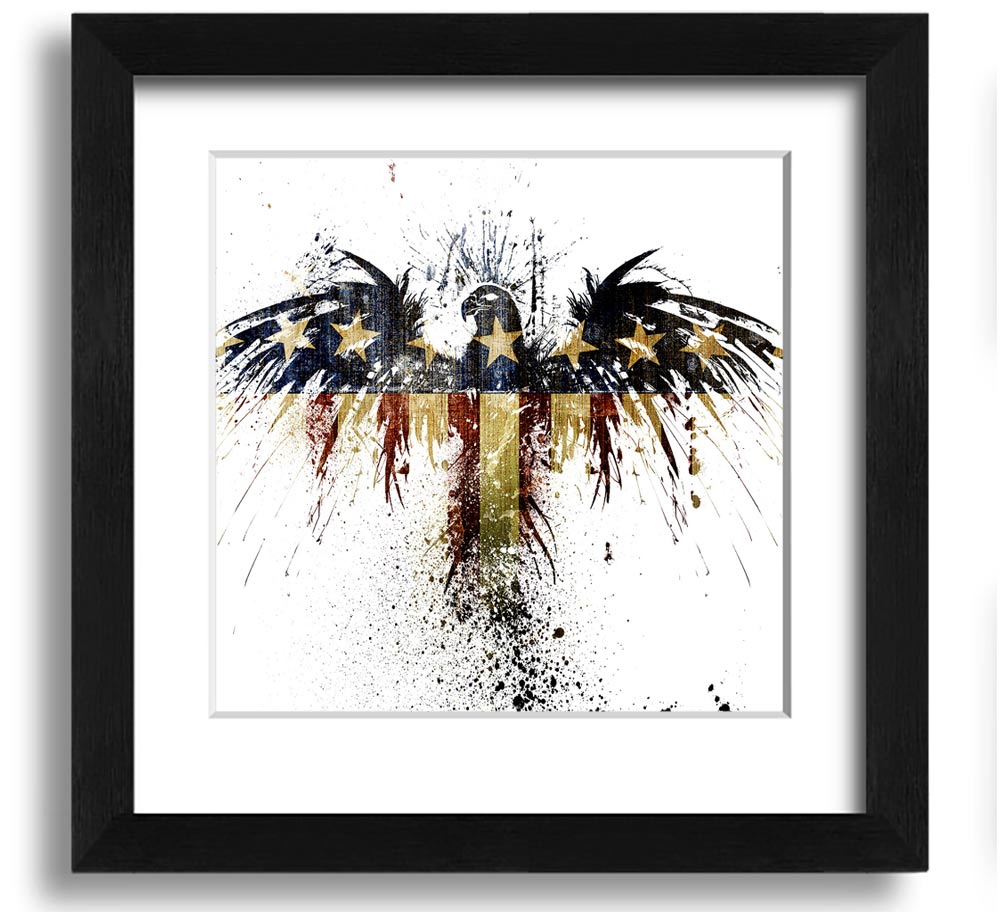 American Eagle 2 Square Framed Print showcasing a majestic eagle in a square frame, available in various colors.