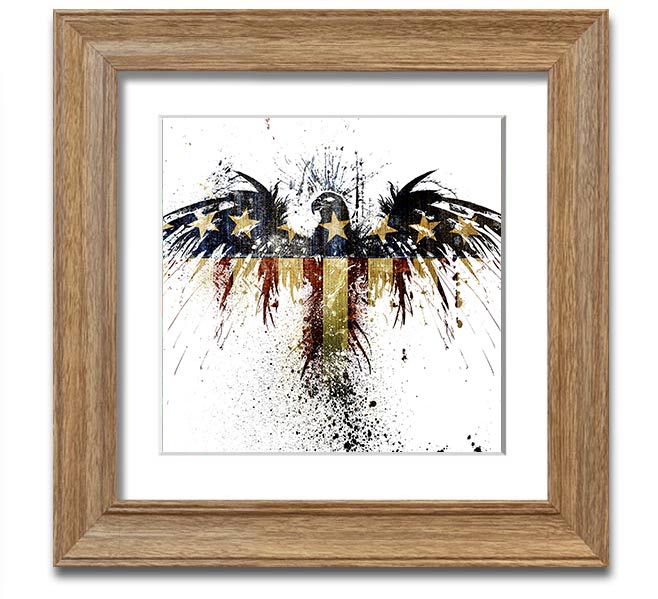 American Eagle 2 Square Framed Print showcasing a majestic eagle in a square frame, available in various colors.