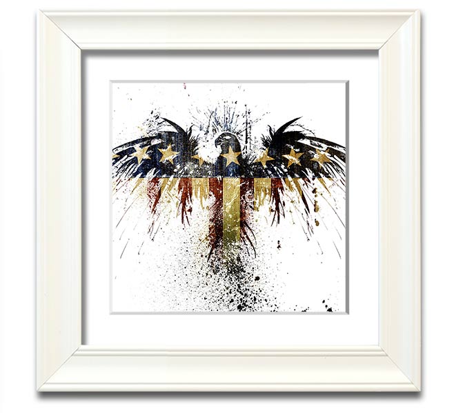 American Eagle 2 Square Framed Print showcasing a majestic eagle in a square frame, available in various colors.