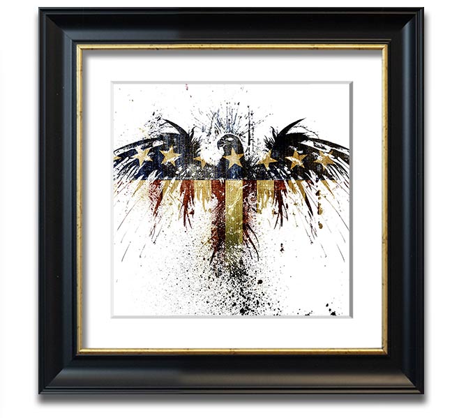 American Eagle 2 Square Framed Print showcasing a majestic eagle in a square frame, available in various colors.