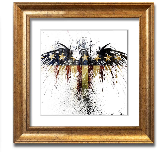 American Eagle 2 Square Framed Print showcasing a majestic eagle in a square frame, available in various colors.