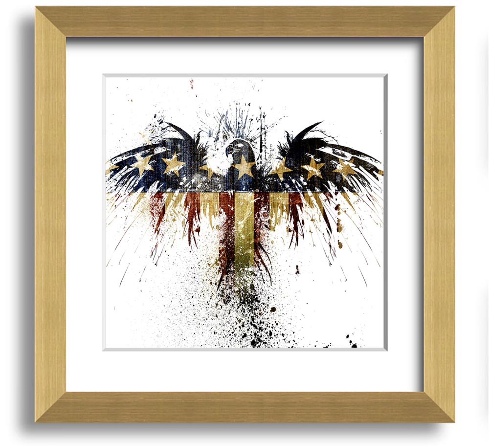 American Eagle 2 Square Framed Print showcasing a majestic eagle in a square frame, available in various colors.